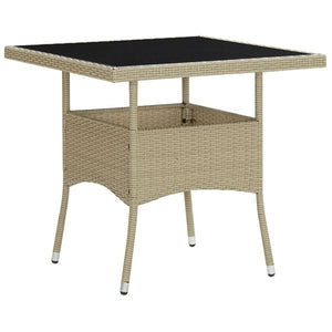 Tavolo da Pranzo da Giardino Beige in Polyrattan e Vetro cod mxl 34402