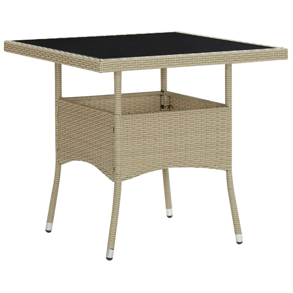 Tavolo da Pranzo da Giardino Beige in Polyrattan e Vetro 310551