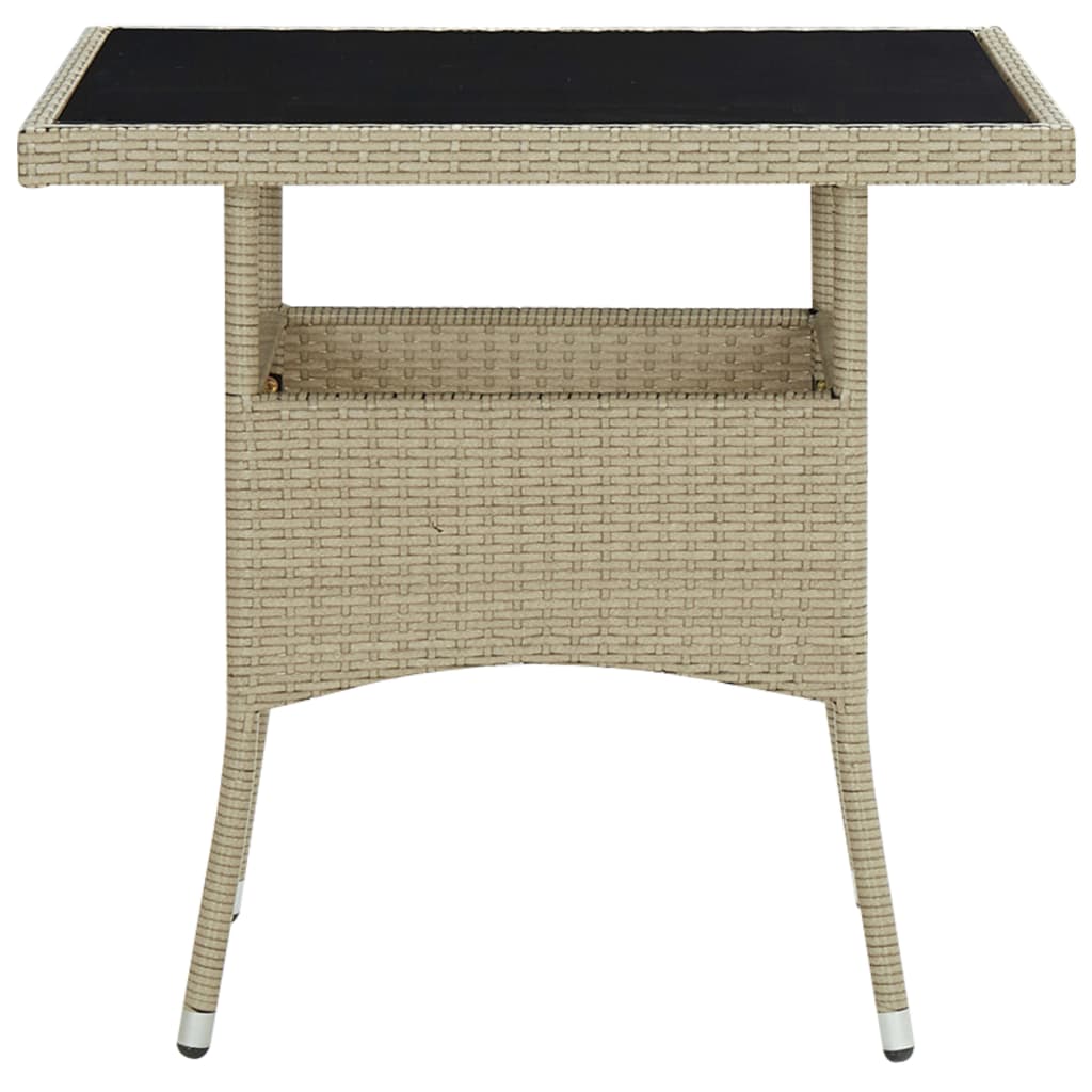 Tavolo da Pranzo da Giardino Beige in Polyrattan e Vetro cod mxl 34402