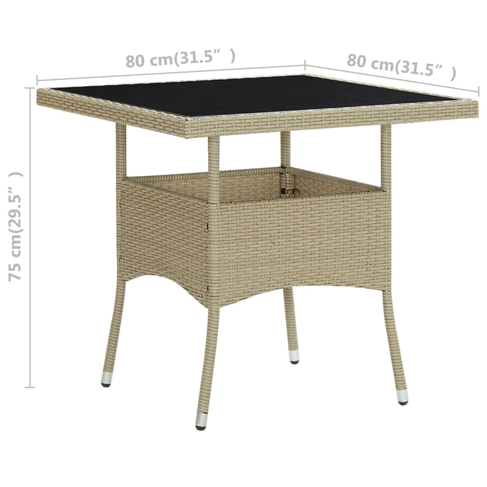 Tavolo da Pranzo da Giardino Beige in Polyrattan e Vetro cod mxl 34402