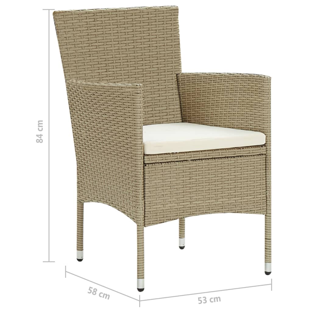 Sedie da Pranzo per Giardino 2 pz in Polyrattan Beige 310553