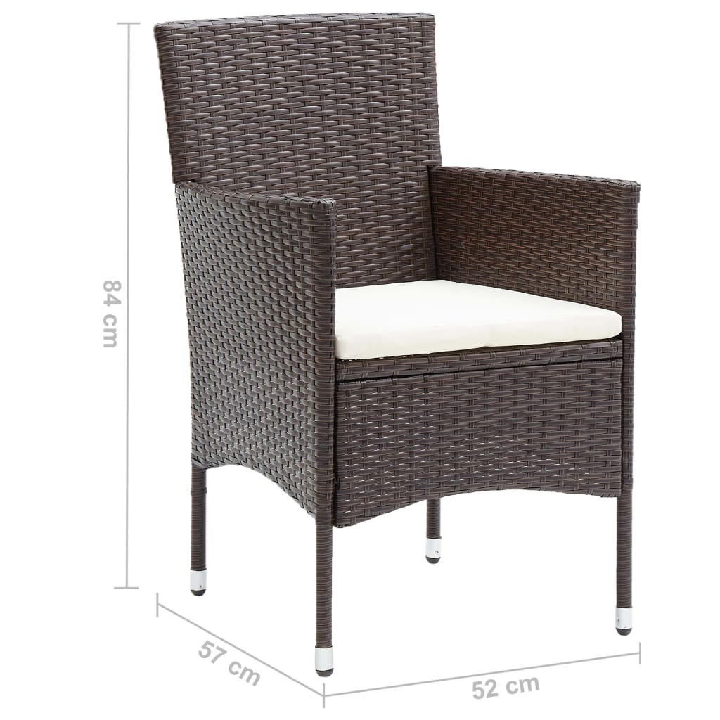 Sedie da Pranzo per Giardino 2 pz in Polyrattan Marrone 310554