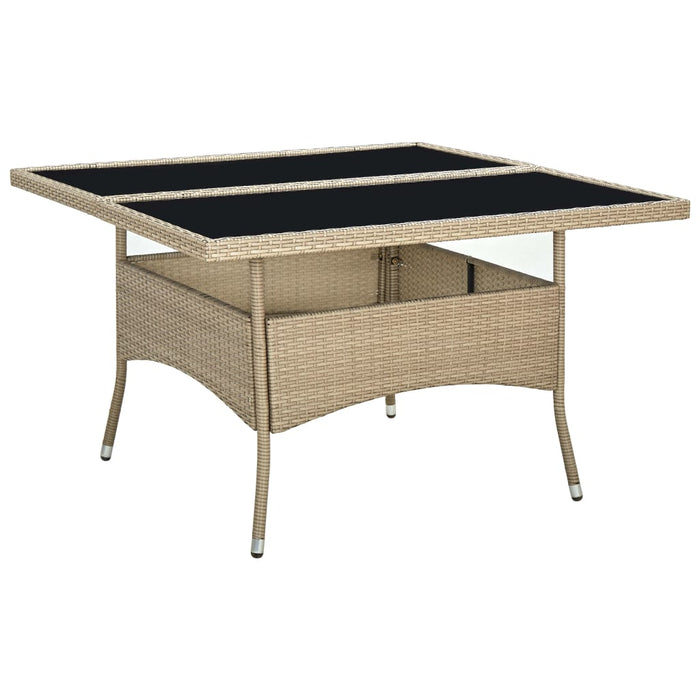 Tavolo da Pranzo da Giardino Beige in Polyrattan e Vetro cod mxl 34295