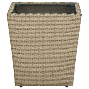 Tavolino Beige 41,5x41,5x44 cm in Polyrattan e Vetro Temperato 310557