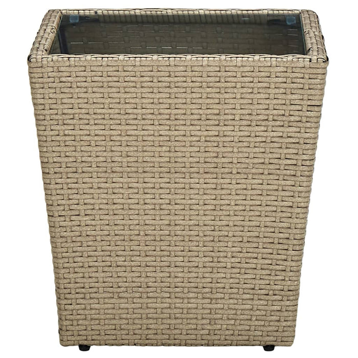 Tavolino Beige 41,5x41,5x44 cm in Polyrattan e Vetro Temperato 310557