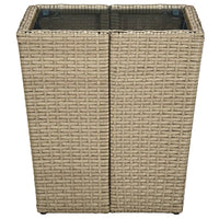 Tavolino Beige 41,5x41,5x44 cm in Polyrattan e Vetro Temperato cod mxl 34189