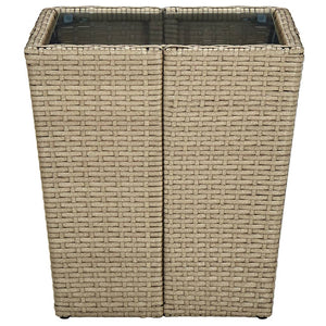 Tavolino Beige 41,5x41,5x44 cm in Polyrattan e Vetro Temperato 310557