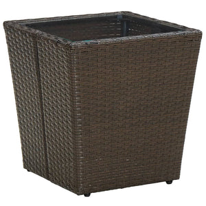 Tavolino Marrone 41,5x41,5x44cm in Polyrattan e Vetro Temperato cod mxl 34135