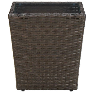 Tavolino Marrone 41,5x41,5x44cm in Polyrattan e Vetro Temperato cod mxl 34135