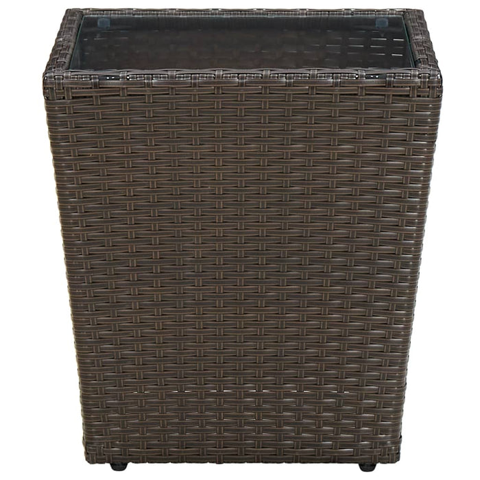 Tavolino Marrone 41,5x41,5x44cm in Polyrattan e Vetro Temperato cod mxl 34135