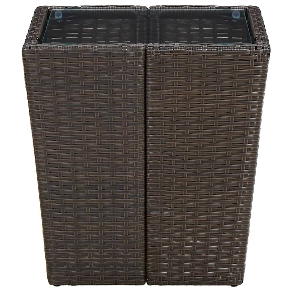 Tavolino Marrone 41,5x41,5x44cm in Polyrattan e Vetro Temperato cod mxl 34135