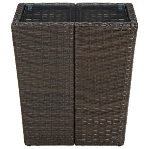 Tavolino Marrone 41,5x41,5x44cm in Polyrattan e Vetro Temperato cod mxl 34135