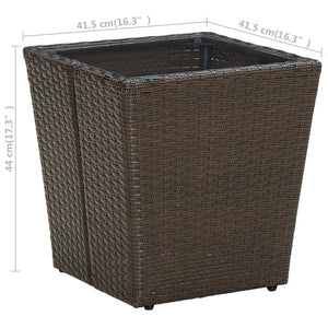 Tavolino Marrone 41,5x41,5x44cm in Polyrattan e Vetro Temperato cod mxl 34135