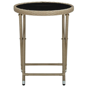 Tavolino Beige 60 cm in Polyrattan e Vetro Temperato cod mxl 34156