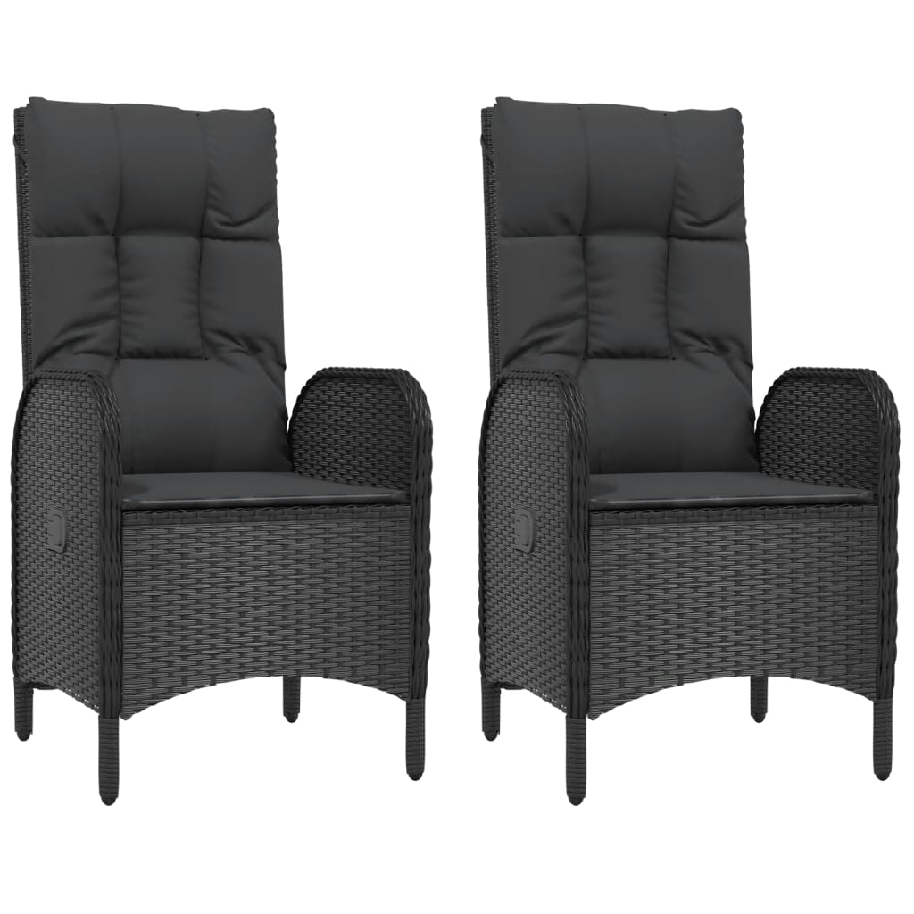 Sedie da Giardino 2 pz in Polyrattan Nero 310561