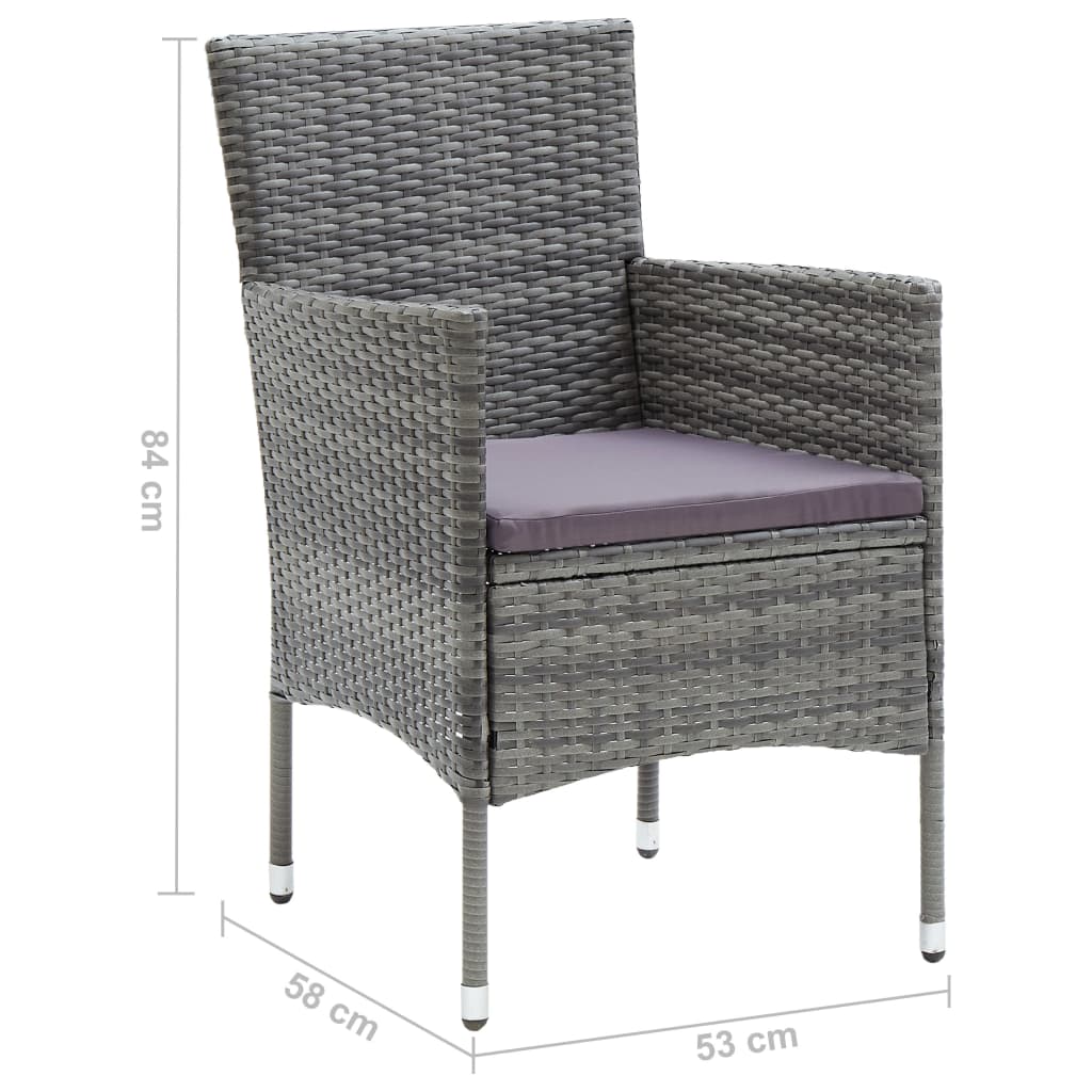 Sedie da Pranzo per Giardino 4 pz in Polyrattan Grigio cod mxl 6873