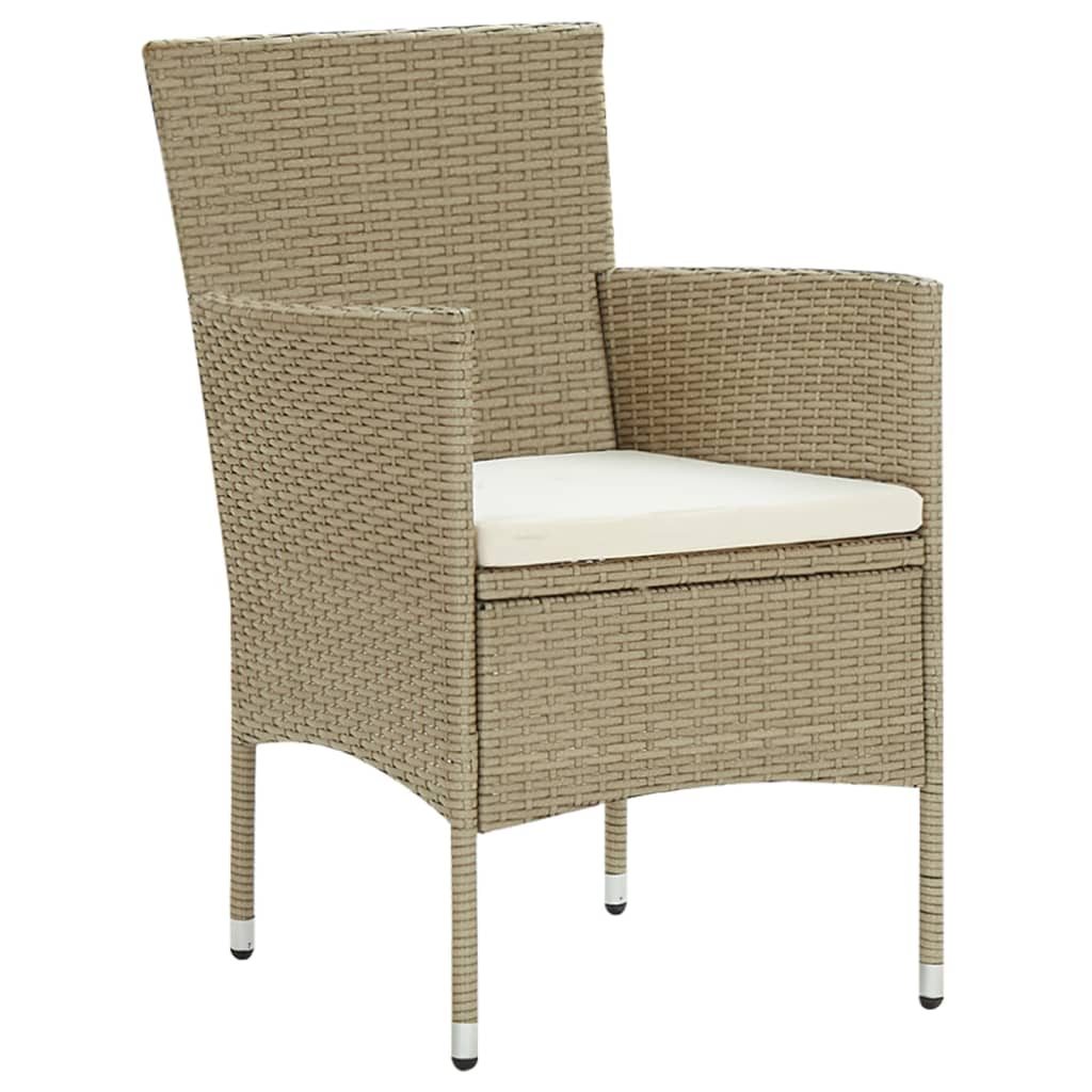 Sedie da Pranzo per Giardino 4 pz in Polyrattan Beige cod mxl 8963