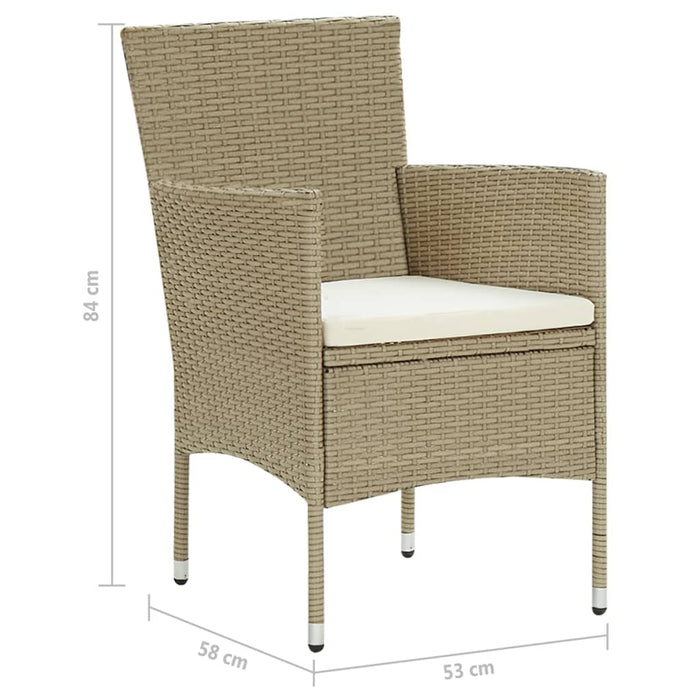 Sedie da Pranzo per Giardino 4 pz in Polyrattan Beige cod mxl 8963