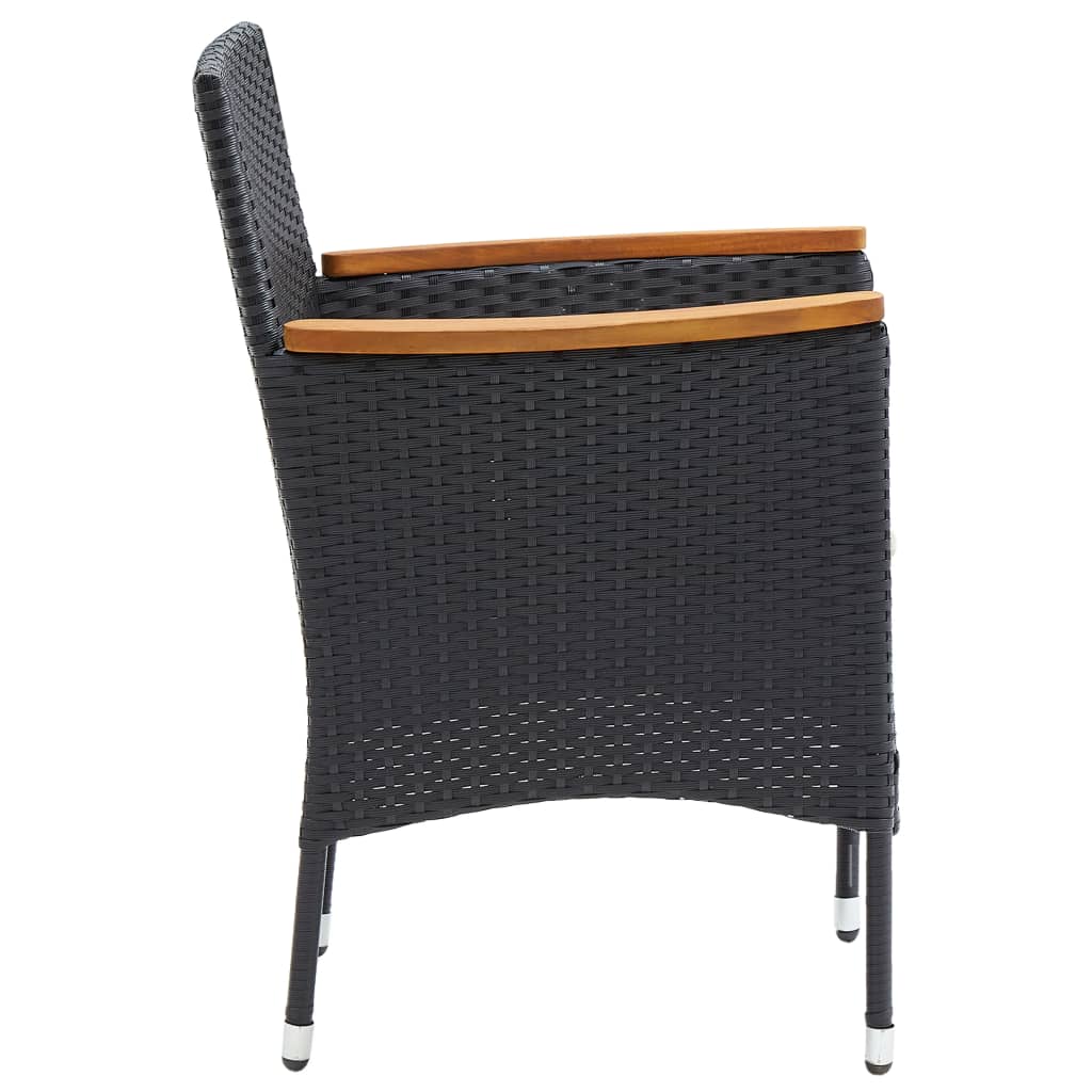 Sedie da Pranzo per Giardino 4 pz in Polyrattan Nero cod mxl 45317