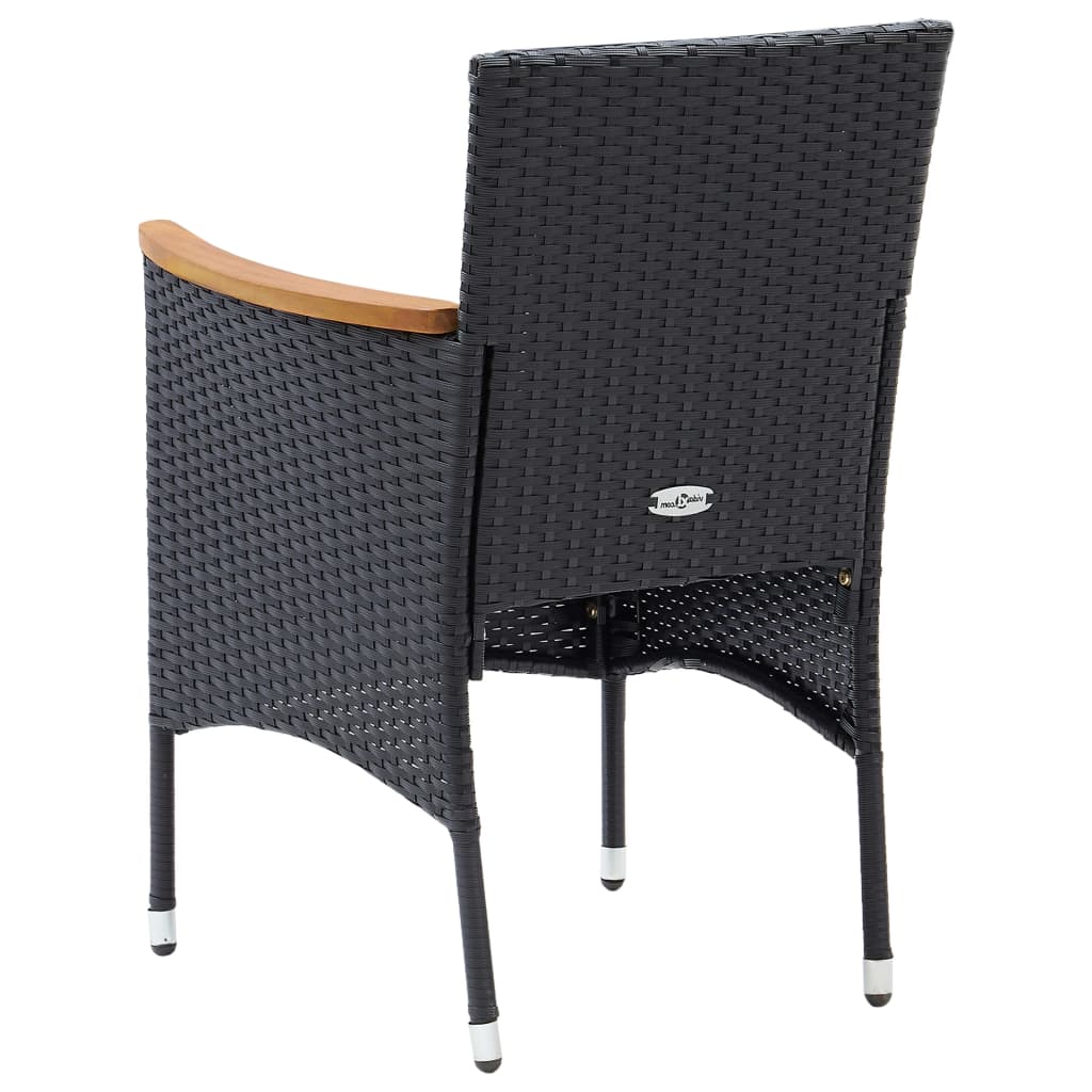 Sedie da Pranzo per Giardino 4 pz in Polyrattan Nero 310566