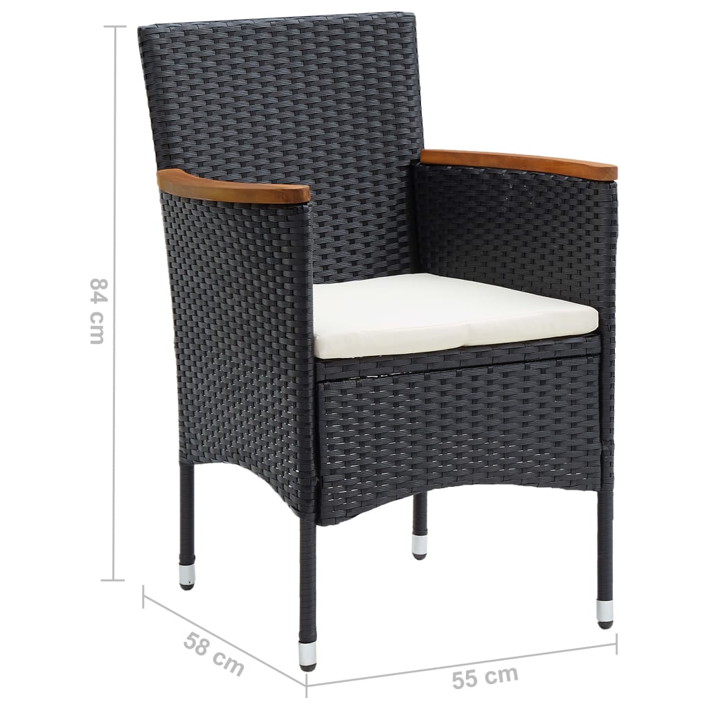 Sedie da Pranzo per Giardino 4 pz in Polyrattan Nero cod mxl 45317