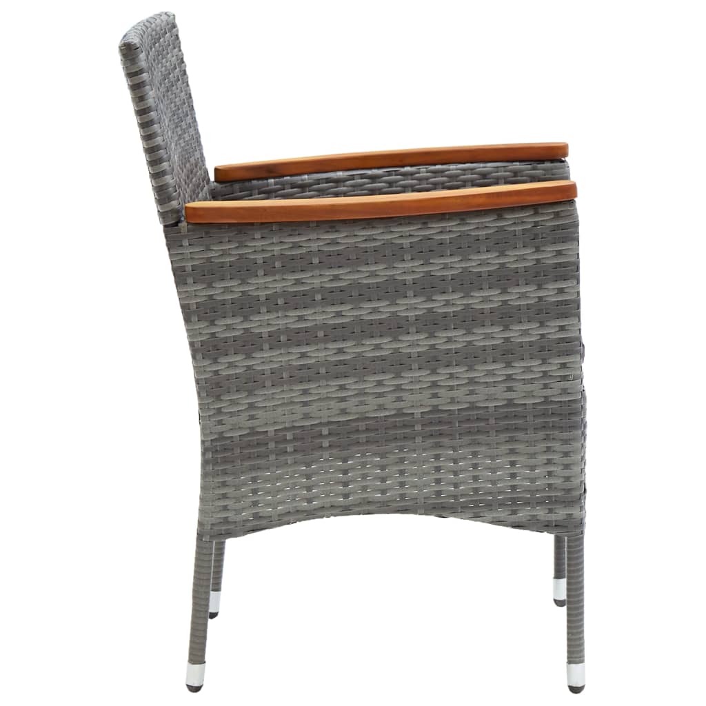 Sedie da Pranzo per Giardino 4 pz in Polyrattan Grigio cod mxl 25221