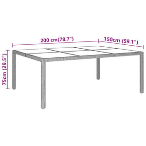 Tavolo Giardino 200x150x75 cm Vetro Temperato Polyrattan Grigio 310587