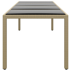 Tavolo da Giardino con Piano Vetro Beige in Polyrattan 310594