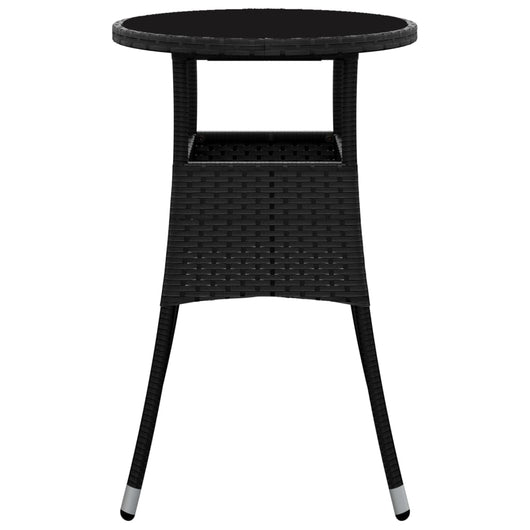 Tavolo da Giardino Ø60x75 cm Vetro Temperato e Polyrattan Nero cod mxl 34233