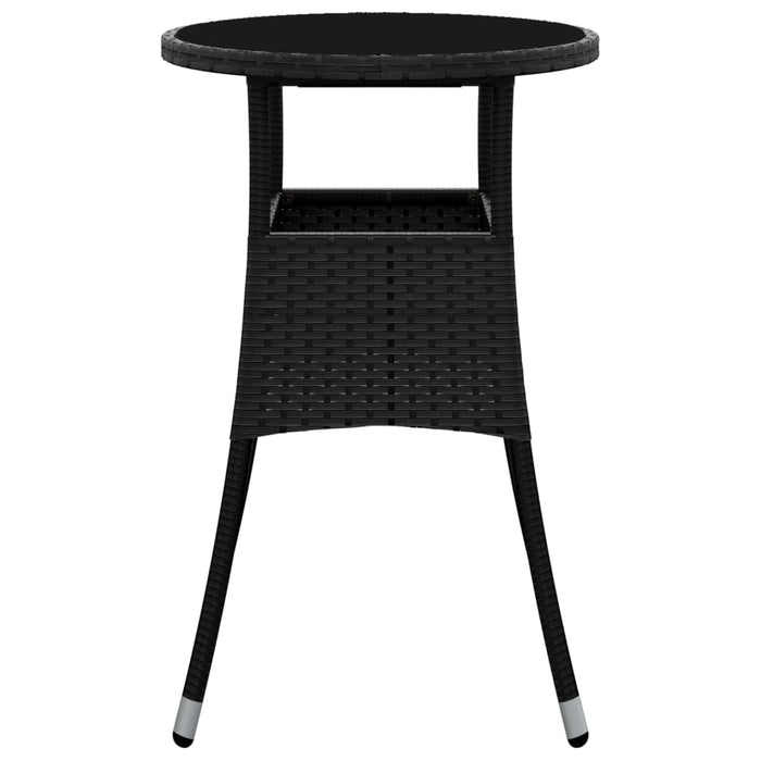 Tavolo da Giardino Ø60x75 cm Vetro Temperato e Polyrattan Nero cod mxl 34233