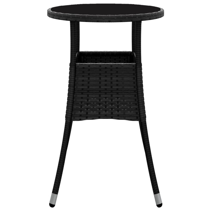 Tavolo da Giardino Ø60x75 cm Vetro Temperato e Polyrattan Nero cod mxl 34233