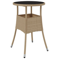 Tavolo da Giardino Ø60x75 cm Vetro Temperato e Polyrattan Beige