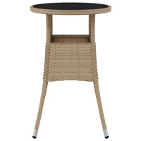 Tavolo da Giardino Ø60x75 cm Vetro Temperato e Polyrattan Beige