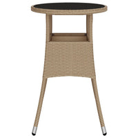 Tavolo da Giardino Ø60x75 cm Vetro Temperato e Polyrattan Beige