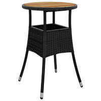 Tavolo Giardino Ø60x75 cm Massello Acacia e Polyrattan Nero 310602