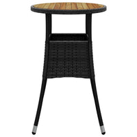 Tavolo Giardino Ø60x75 cm Massello Acacia e Polyrattan Nero 310602