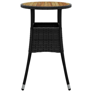 Tavolo Giardino Ø60x75 cm Massello Acacia e Polyrattan Nero 310602