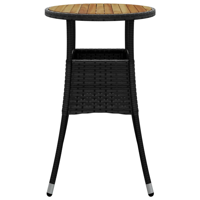 Tavolo Giardino Ø60x75 cm Massello Acacia e Polyrattan Nero 310602