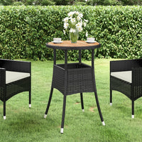 Tavolo Giardino Ø60x75 cm Massello Acacia e Polyrattan Nero 310602