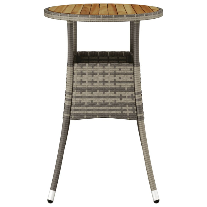 Tavolo da Giardino Ø60x75cm Massello Acacia e Polyrattan Grigio 310603