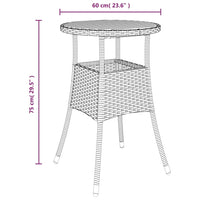 Tavolo da Giardino Ø60x75cm Massello Acacia e Polyrattan Grigio 310603