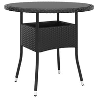 Tavolo da Giardino Ø80x75 cm Vetro Temperato e Polyrattan Nero 310604