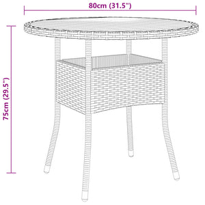 Tavolo Giardino Ø80x75 cm Massello Acacia e Polyrattan Grigio cod mxl 34532