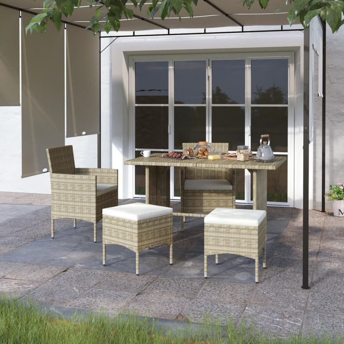 Set Sedie da Giardino con Poggiapiedi 4 pz in Polyrattan Beige cod mxl 71182