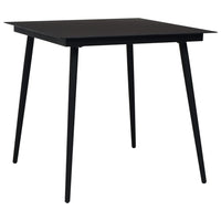 Tavolo da Giardino Nero 80x80x74 cm in Acciaio e Vetro  cod mxl 34537