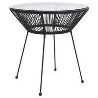 Tavolo da Giardino Nero 70x74 cm in Rattan e Vetro cod mxl 34256