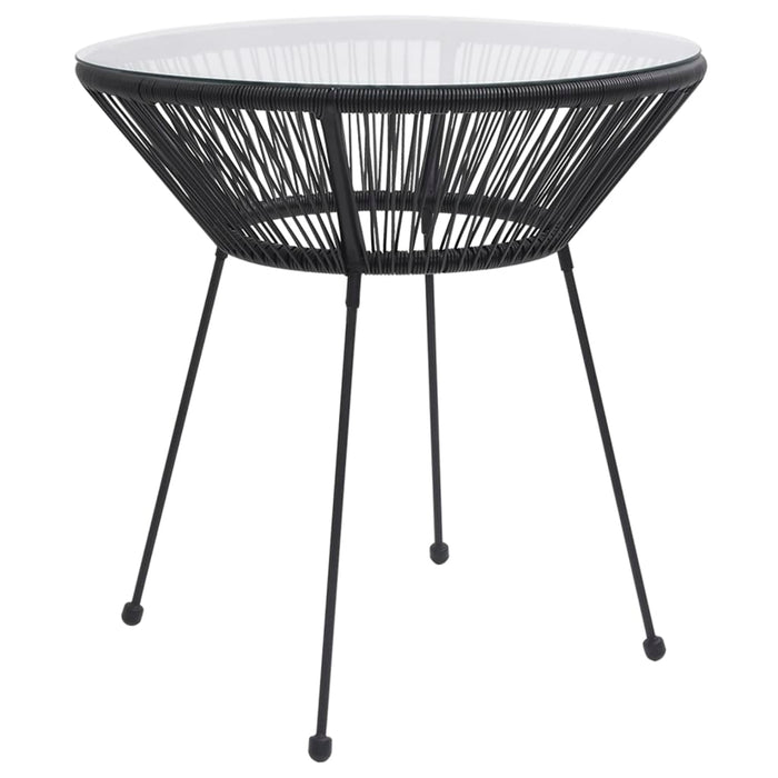 Tavolo da Giardino Nero 70x74 cm in Rattan e Vetro cod mxl 34256