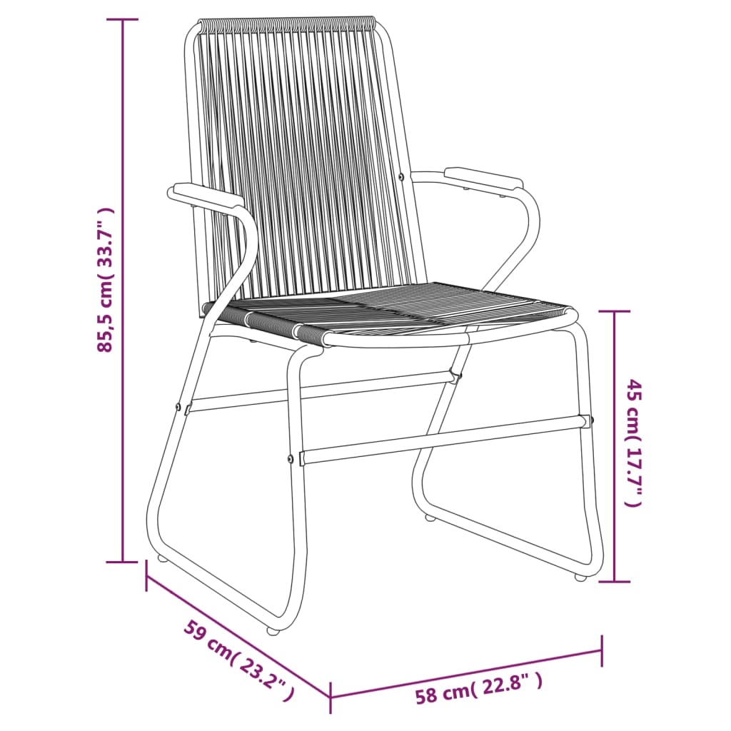 Sedie da Giardino 4pz Nere 58x59x85,5 cm Rattan PVC 312174