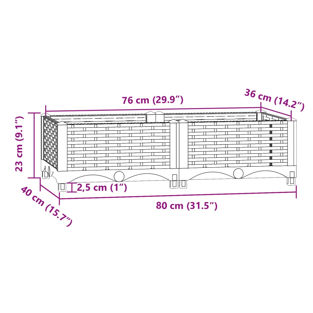 Fioriera Rialzata 80x40x23 cm in Polipropilene 310398