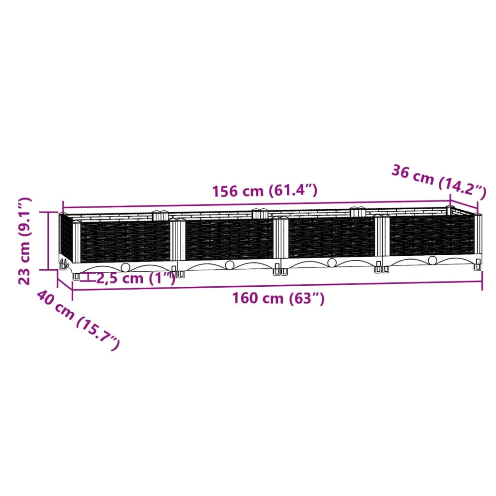 Fioriera Rialzata 160x40x23 cm in Polipropilene 310400